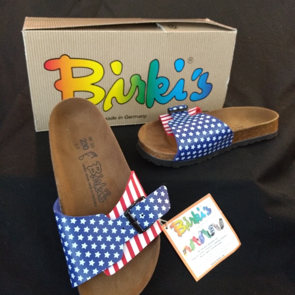 Birkenstock Blue and Red Star Sandals